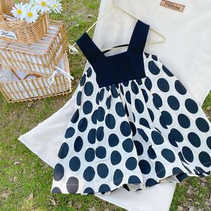 Girl Dresses Summer Girl'S Vest Splicing Polka Dot Print Dress Baby Black And White Spots Pompous Children'S Princess