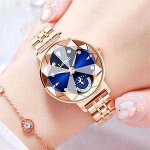 Tiktok Live Watch Flower Disk Star Moon Womens Fashion Diamond Diamond Steel Steel Band Quartz Fangsheng Clock