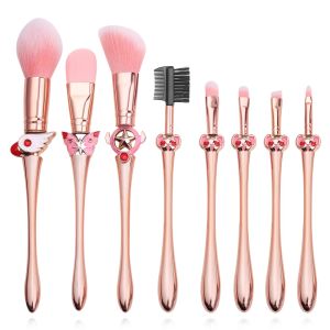 Ögonfransar Sexig liten midjedesign Cardcaptor Sakura Makeup Borstar Set Foundation Powder Blush Eyelash Lip Makeup Brush Cosmetic Tool Kit