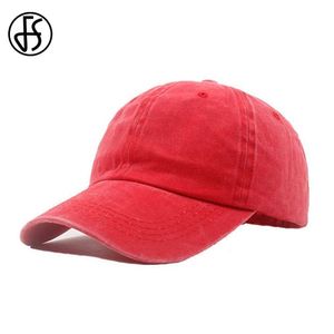 Caponi a sfera FS Cappello in denim vintage di alta qualità per uomini lavati rosso Summer Snapback Caps Outdoor Sports Women Baseball Cap Baseball Casquette Y240507