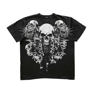 T-shirt maschile Y2K American Retro Gothic Skull Modello MENS HIP-HOP ROUCO ROUCO ULTRA FINA ABBILIMENTO STRADA STRATI SCHEDI TOPL2405