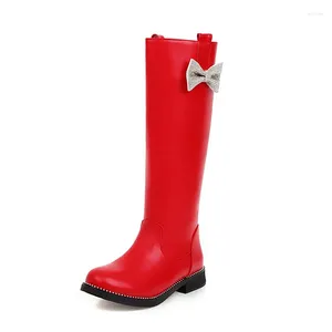 Boots Girls Winter Inverno que não deslizam Plush Crianças Moda Moda Junta Princesa Desempenho de Princesa Desempenho Red Sapatos para crianças 2A 2A