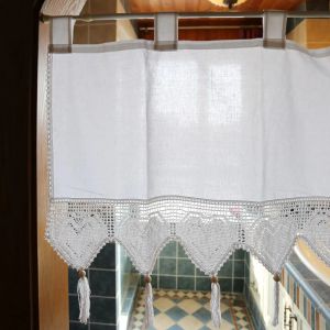 Curtains Rustic Short Kitchen Curtain Handmade Hollow Flower Crochet Lace Tassel Half Window Curtain Valance Cabinet Cover Door Curtains