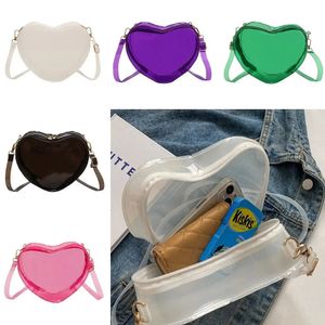 Mini Love Love Pêssego Transparent Womens Bag Bag Crossbody Bag One omble Jelly 240506