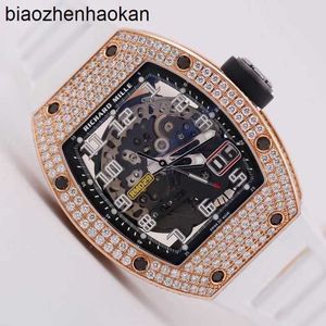 Миллес Ричамиллс Смотрей Менс серия RM029 18K Rose Gold Diamond Set Set Hollow Dial Switch Switch Знаменитая роскошь