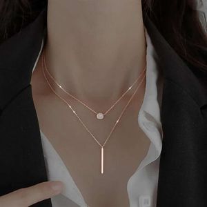 Chains Sterling Sier Square Flash Diamond Round Double Necklace For Women Clavicle Chain Fine Jewelry Party Wedding Accessor2823