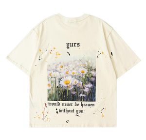 Primavera Verão Alemanha Daisy Pintura a óleo pintura Splash Ink Painted Tee Oversize Skateboard mass camiseta feminina rua casual tshirt2180141