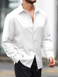 Mäns casual skjortor svartvitt fast färg skjorta kofta topp
