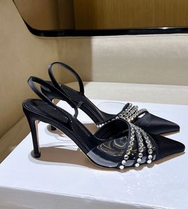 Summer Luxury Women Antico Audrine Sandals Shoes Crystal-Embellished Pointed Toe Slingback Party Wedding High Heels Dress Shoe Elegant Walking EU35-43