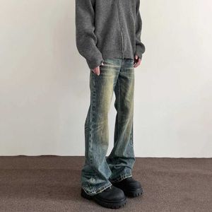 Mäns jeans jeans herr street kläder y2k retro blå nödställd casual mode street mens rak ben höst glitter jeansl2405