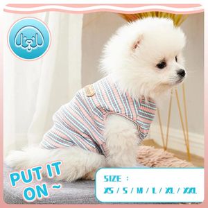 Hundkläder sommar söt randig valp bomull casual husdjur väst bekväma kläder uppfriskande andningsbara t-shirt hundar