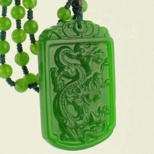 Коллекция скульптур китайская мода натуральная зеленая нефритовая животное драконное колье ожерелье из шарма ювелирные украшения амулет подарка