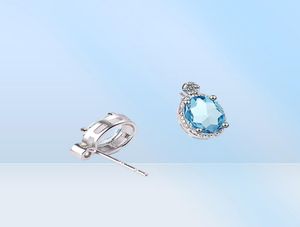 Yhamni new Fashion Sea Blue Stud Серьги 925 Стерлинговые ювелирные изделия овальные кубические серьги с цирконией свадьбы для женщин yed6954169461