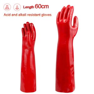 Handskar Röd 60 cm Antikemiska handskar förlänger oljesäker antikorrosion Kemi Industriell övergångssyra och alkali Resistenshandske
