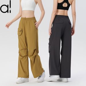 Al New Yoga Sweatpants Straight Wide Leg Sports Pants Women Casual Trendy Harun Loose Dance Runness Fitness Trousers City Jogger Streetwear With Drawstring Pockets