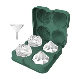 Verktyg Rose Diamond Shape Ice Cube mögel Whisky Wine Cool Down Ice Maker Återanvändbara isbitar Tray Mold For Freezer With Lid