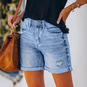 Kvinnors shorts 2024 Fashion Womens Denim Pants Pocket Female Hole Bottom Sexiga jeansbyxor tvättade kvinnor