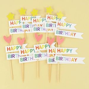 Party Supplies 3set Birthday Cake Toppers Cartoon Bear Flower Cupcake Topper For Kids Dessert Decoration Baby Shower Supply