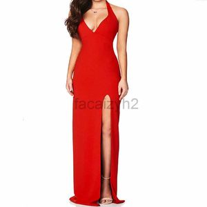 Designer Dress New Hanging Neck Dress Spring/Summer Sexy Solid Color High Split Spicy Girl Tight Long Skirt for Women Plus size Dresses