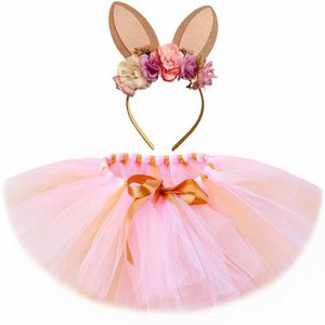 abito tutu bambine bambine pasquale coniglietto tutu costume soffice rosa rosa tutu bambino mini gonfie gonfie di coniglio vestito vestito per bambini abiti d240507