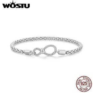 Bankle Wostu 925 Sterling Silber Infinite Unique Buckle Design Foundation DIY Perlen Exquisite Frauen Schmuck Q240506