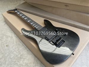 Guitar Custom metal gray 6string Jack electric guitar, black hardware, HH active pickup, Floyd Rose tremolo bridge