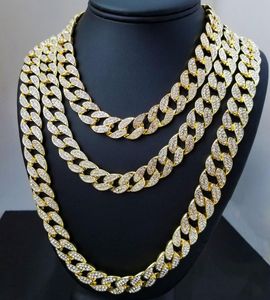 OMS 16 polegadas 18 polegadas 20 polegadas 22 polegadas 24 polegadas 26 polegadas 28 polegadas 30 polegadas Iced Out Rhinestone Gold Silver Miami Chain Link Chain Men Hiphop 6560040