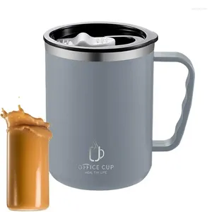 Canecas 500 ml de copo de café leite com tampa de plástico e alça de aço inoxidável caneca de viagem isolada para tomar chá de cacau bebida fria