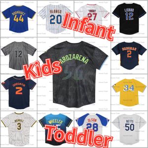 Säuglingsbaseball -Trikot -Semien Realo Kelly Aaron Richter Ohtani Seager Randy Arozarena Acuna Jr. Riley Garcia Harper Cruz Bregman Albies Tatis Jr Jeter Betts Kleinkind