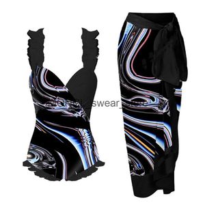 女性用水着ブラックプリントファッションワンピーススカートスカートホリデービーチドレスデザイナーバススーツサマーサーフウェアH240507