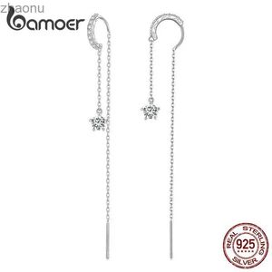Dangle Chandelier Bamoer 925 Sterling Silver Droplet Stud Earrings with Long Tassel Earhooks for Womens Valentines Day Birthday Gift Exquisite Jewelry XW