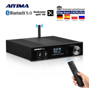 Amplifikatörler aiyima aptx bluetooth amplifikatör hif stereo ses amplifikador 150wx2 subwoofer amplifikatörler usb dac oled amp diy 2.1 ev sineması