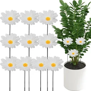 Decorative Flowers Sunflower Garden Decor Artificial Silk White Beauty Portable Outdoor Decoration For Lawn Landscape Home Tools And