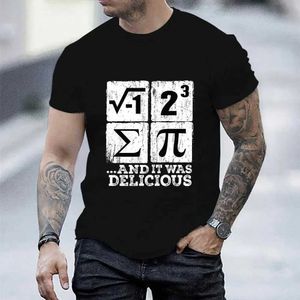 Erkek Tişörtler Erkekler T-Shirts Yaz Yedik biraz pi tasarım tshirt komik yedim bazı turta matematik inek mizah klasik retro kısa slve üst t giyim t240506