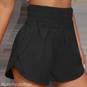 Lululemo beschleunigt Hochhaus mit kurzen Taillensport-Shorts-Set Schnelltrocknen loser Laufkleidung zurück Reißverschluss Pocket Fitness Yoga 499