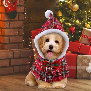 Hundkläder Mysig kattdräkt Santa Cosplay Funny Transformed Pet Christmas Cape Dress Up Clothes Red Scarf Cloak Props Dekorationer