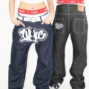 Y2K workowate dżinsy vintage dżinsy mężczyźni kobiety streetwear workowate czarne dżinsy drukuj proste spodnie nogi mody dżinsowe spodnie o niskiej talii 240430