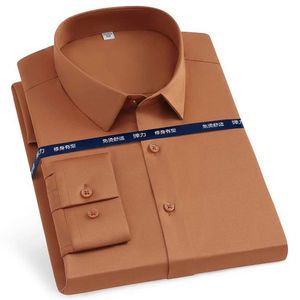 Herren-Hemd-Hemden Silk Touch Herren Klassiker Langschlafen Nicht-Hemden ohne Tasche Standard-Fit Formal Business Office Casual Shirt D240507