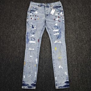 Ans Purple Jeans High Street Lack verblasste Indigo -Farbe Reparatur niedriger Aufstieg Schlank