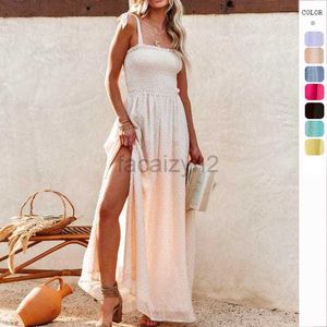 Abito designer Summer Women's New Waution Style Cingcio in chiffon Aglio lungo abito da taglie forti