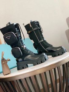 Женские дизайнеры сапоги с высоким разрезом лодыжки Martin Boots и съемные Keycase Nylon Boot военные, вдохновленные боевыми ботинками с низким содержанием качества.