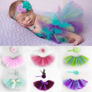 tutu Dress Girls Baby Tutu Skirts With Flower Headband Newborn Infant Fluffy Tulle Skirt Bebe Princess Costumes Photography Props Outfit d240507