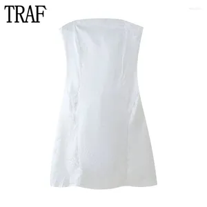 Abiti casual in fila abito corsetto bianco Donna fuori spalla corta per donne sexy senza schienale femminile estate fata