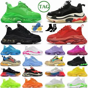 Triple S 17FW Bright Green Faux Leather Dark Pink Clear Sole Black White Red Teal Blue Crimson Light Beige Nylon Patent Silver Orange LCFDM#