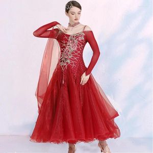 Palcoscenico da padiglioni da filo volante Big Swing Women Ballroom Dance Compepition Dress Abito in Waltz Tango.