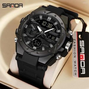 Wristwatches SANDA Brand Watch Men Sport Alarm Clock Waterproof Original Men's Wristwatch Quartz Digital Watches
