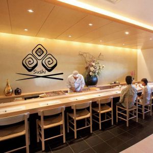 Klistermärken vägg vinyl dekal sushi bar bästa kvalitet japanesse mat interiör dekor japansk mat wasabi rullar interiör dekor k58