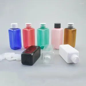 Storage Bottles 200pcs Clear Square Empty Cosmetic Packaging Shampoo Liquid Soap With Plastic White/Black Screw Lid PET Travel Bottle