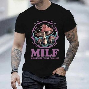 Camisetas masculinas de verão de camiseta vintage strtshirt cogumelos milf cogumelos idi-like to forage