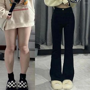 Kvinnors jeans koreanska svarta flare kvinnor vintage y2k denim byxor hög midja smal fit stretch tall och tunna avslappnade fasta dambyxor